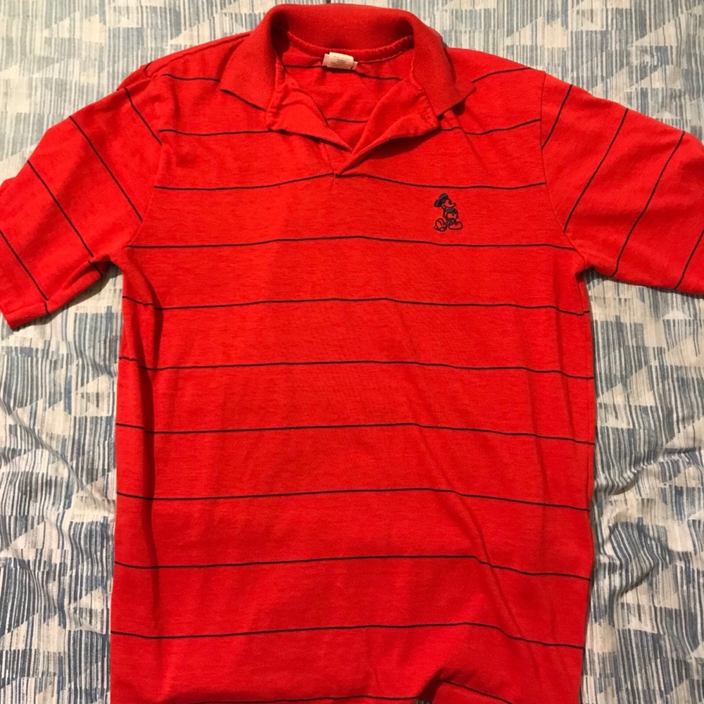 Vintage red Disney striped polo shirt